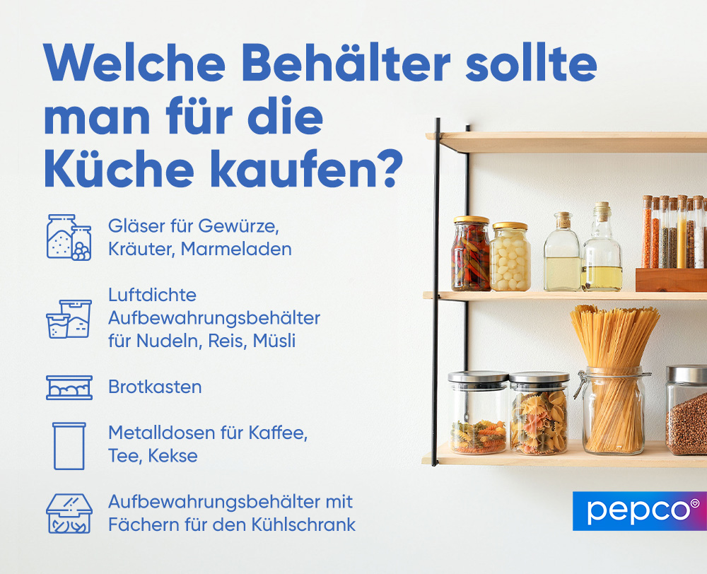 Pepco-Infografik „Welche Behälter sollte man für die Küche kaufen?“