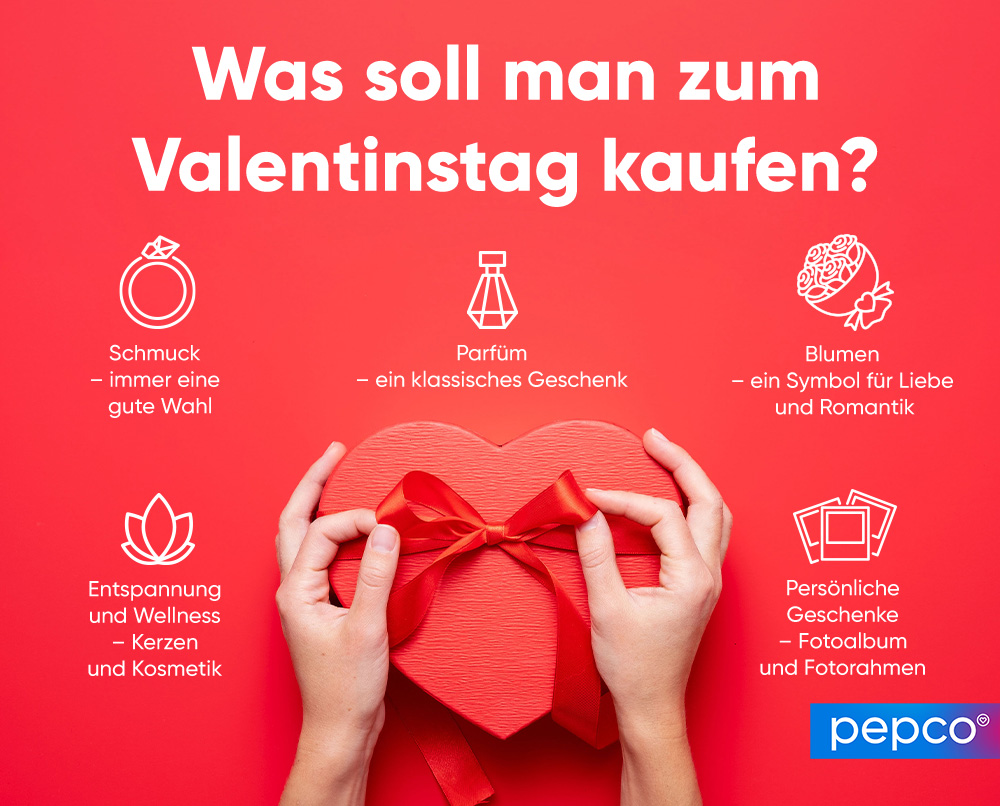 Pepco-Infografik „Was soll man zum Valentinstag kaufen?“