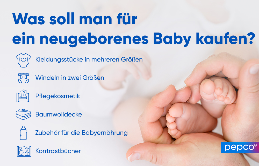 Pepco-Infografik „Was soll man für ein neugeborenes Baby kaufen?“