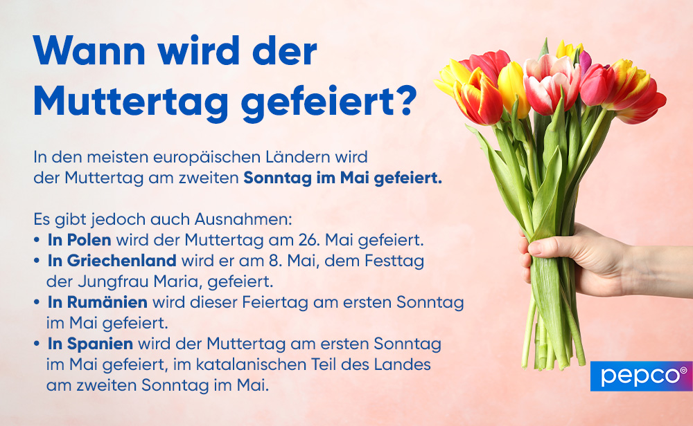 Pepco-Infografik zum Muttertag in Europa.