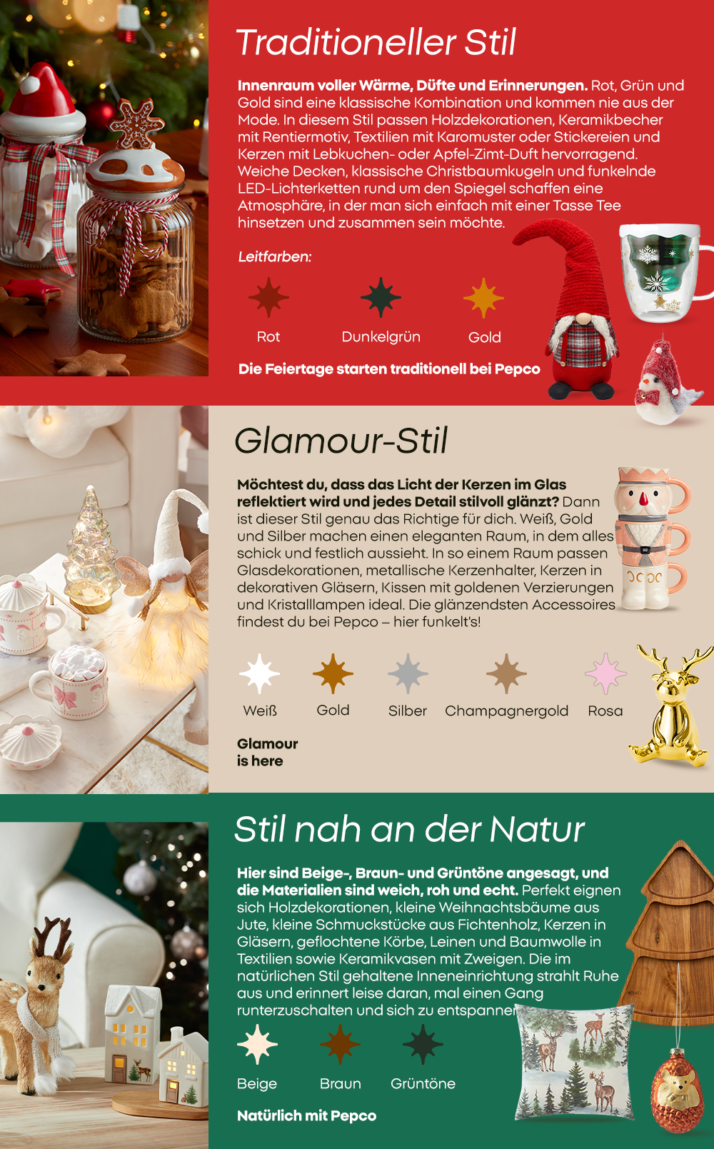 Traditioneller, Glamour, Natürlicher Stil.