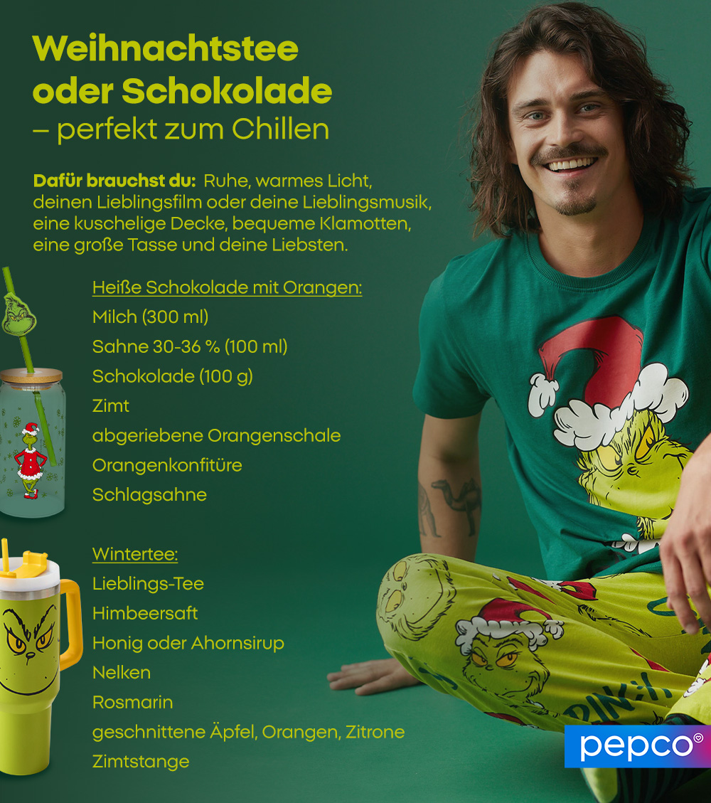 Weihnachtstee oder Schokolade – perfekt zum Chillen 