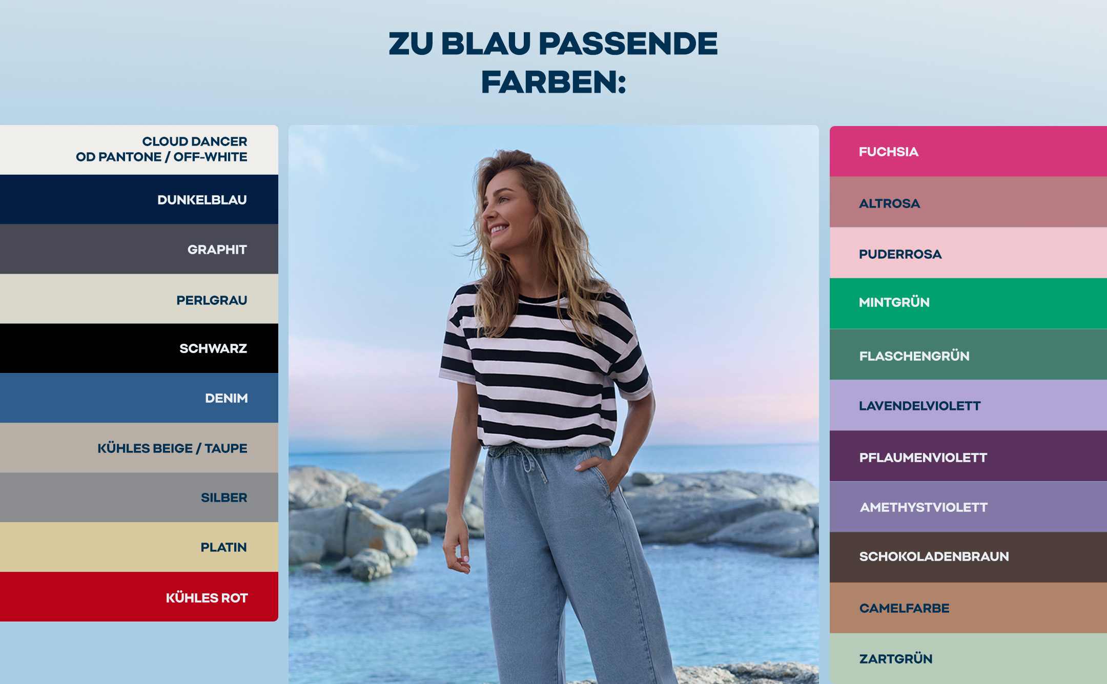 Zu Blau passende Farben