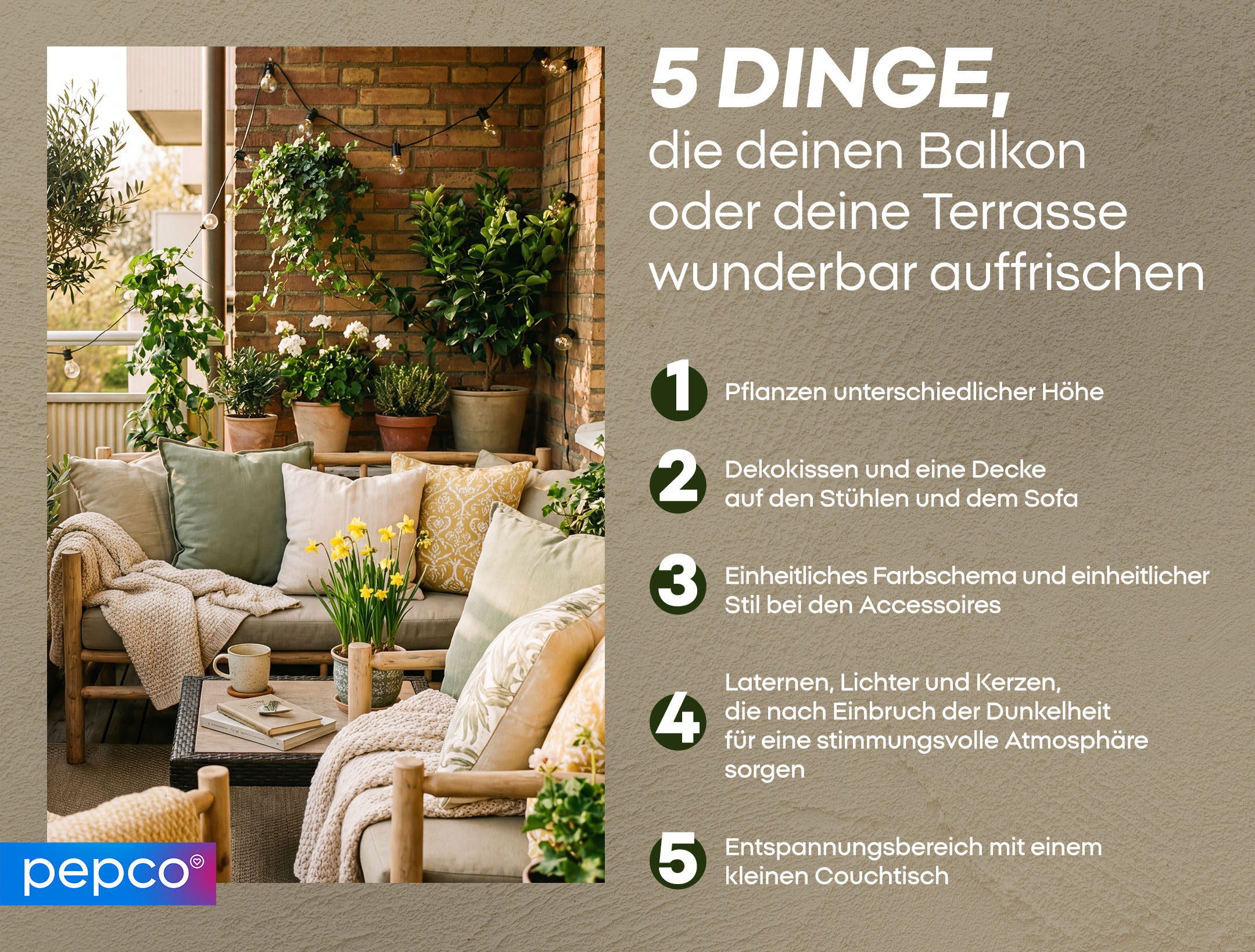 5 DINGE, die deinen Balkon oder deine Terrasse wunderbar auffrischen 